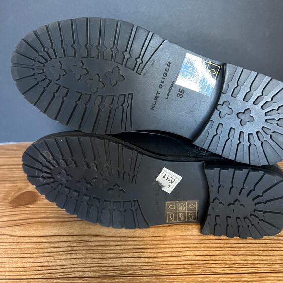 Kurt Geiger Black Leather Jeweled Sutton Eye Combat Boot Womens 35 EU - Picture 13 of 13